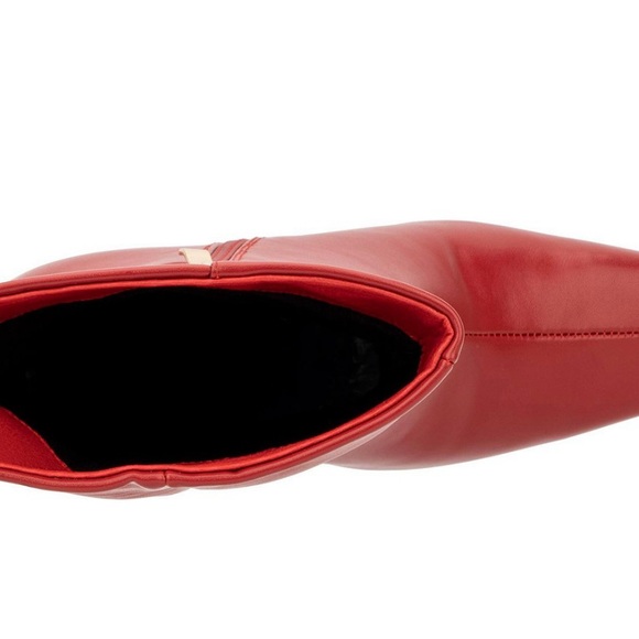 Red Leather Wedge Boots - Picture 3 of 8